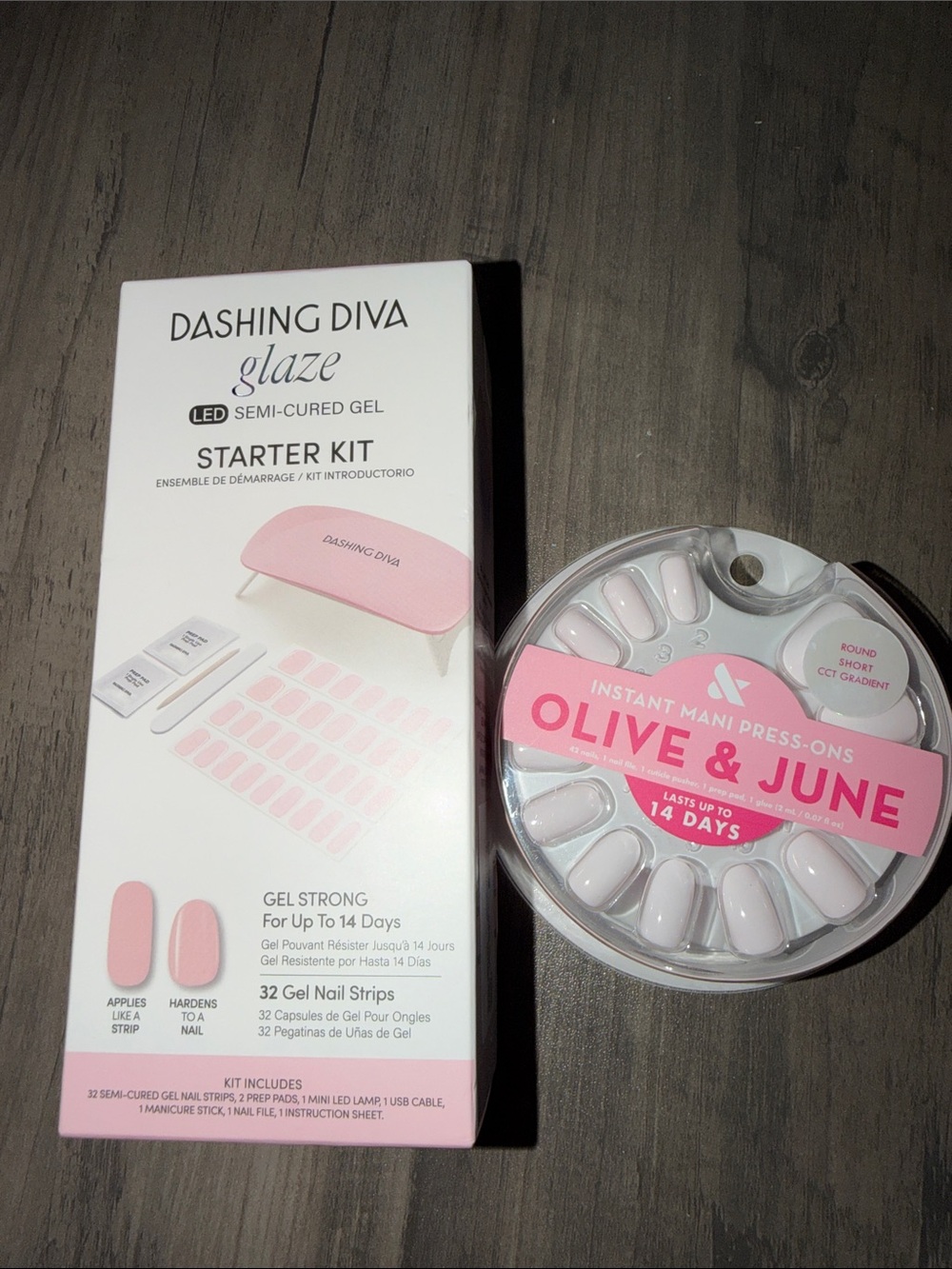 Glaze Starter Kit + Olive & June Instant Mani Press-Ons in Very Light Pink